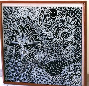 Cosmic Connections acrylic Rangoli artwork by Singa Rangoli